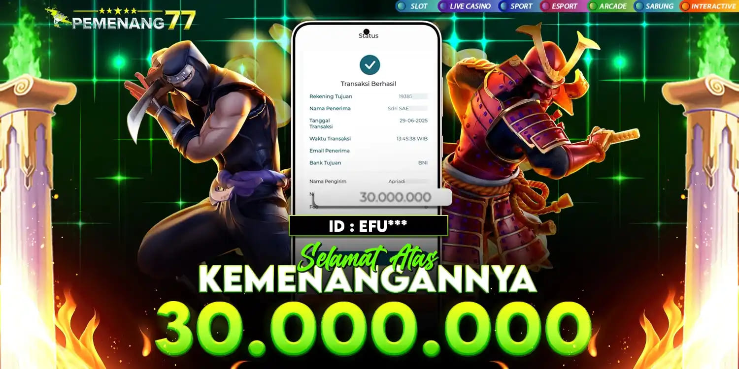 PEMENANG TURNAMENT SLOT MINGGUAN PEMENANG77
